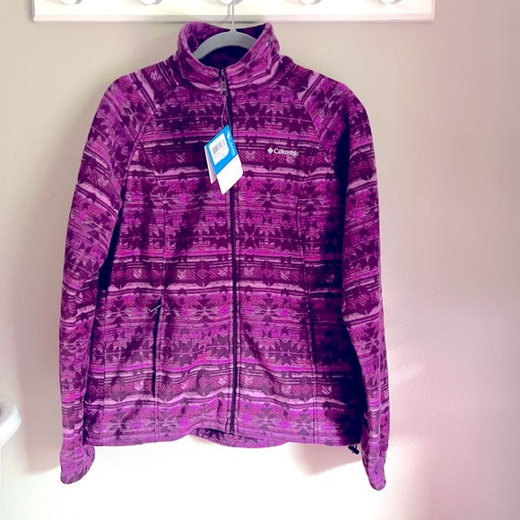 Columbia Jackets & Blazers - NWT Columbia Full Zip Purple & Pink Aztec Fleece Women’s Size Large